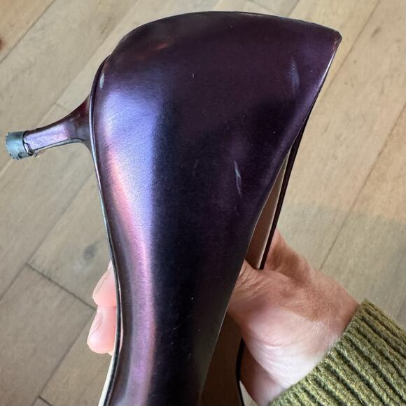 Miu Miu Purple Leather Pointed Toe Pumps - Italian Designer Heels US 8.5 EU 39 - Picture 11 of 12